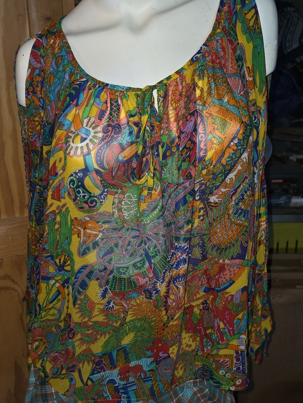 Umgee Cold Shoulder Multicolor Boho Print Blouse Top